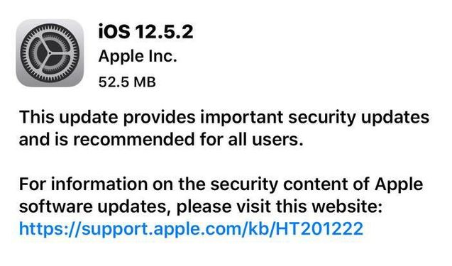 武陵苹果手机维修分享iOS12.5.2发布，建议所有老苹果用户安装 